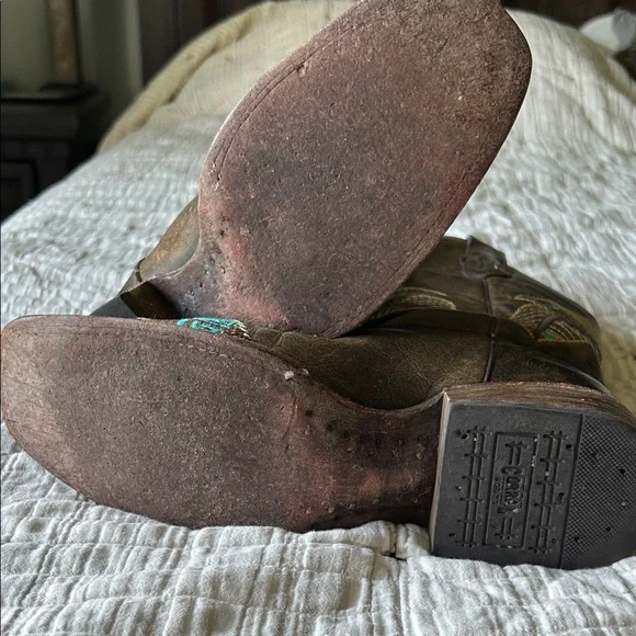 Corral Brown and Turquoise Western Cowboy Boots - Picture 7 of 8